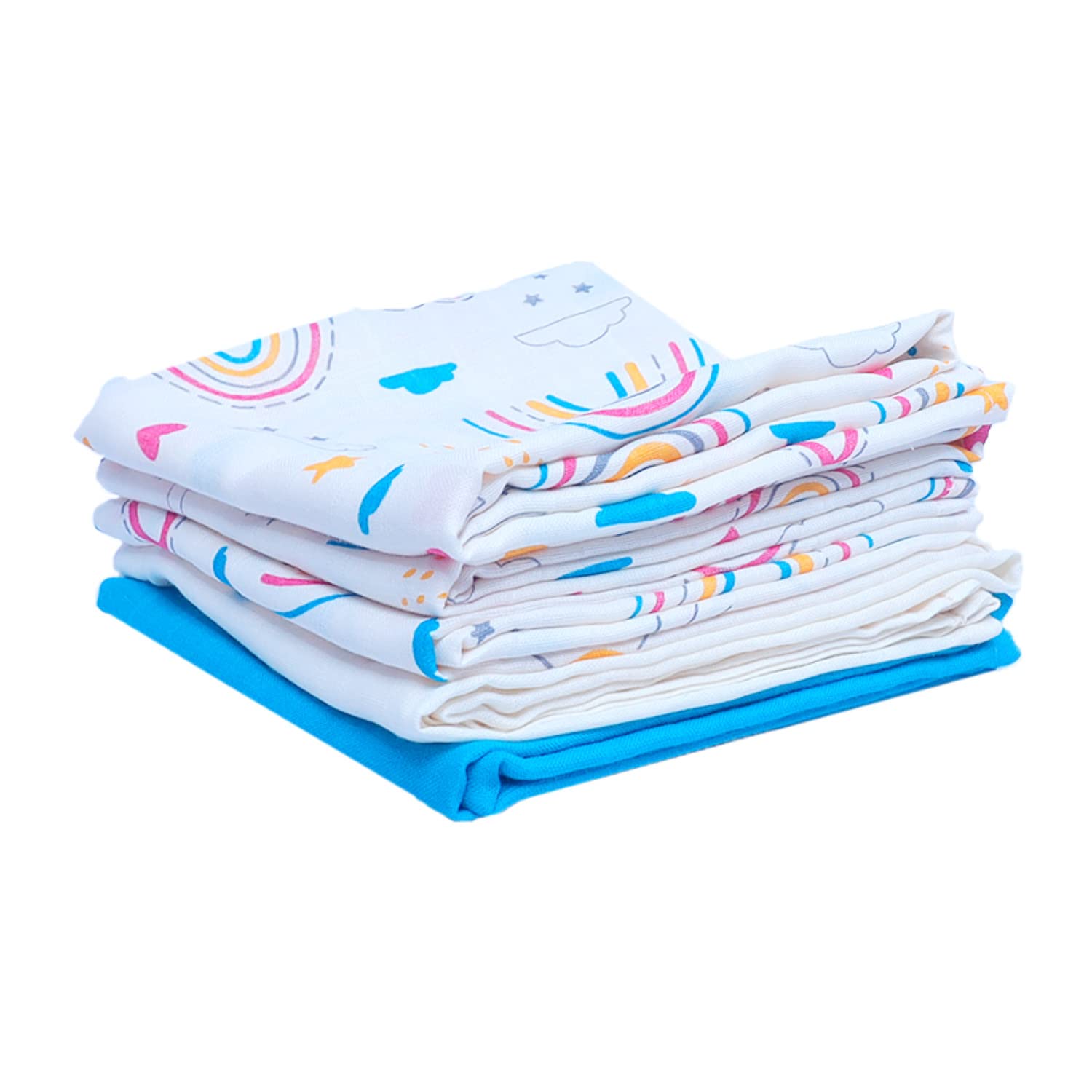 BABYS CARE Muslin Burp Cloth Pack of 5 | 100% Organic Cotton | Versatile Use Washcloth Face Cloth Cleaning Mess | Lightweight Baby Towel | Handy for Changing Cleaning Feeding Baby | 26"x26" | Rainbow - Image 2